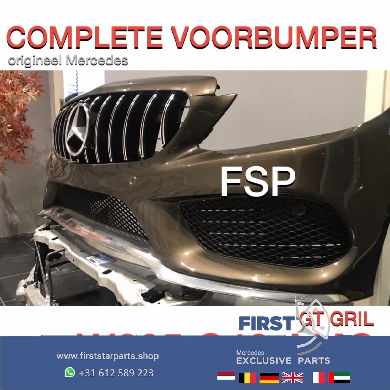 W205 C205 AMG GT VOORBUMPER BRUIN Mercedes C Klasse 2014-201, Utilisé, -, Avant, -