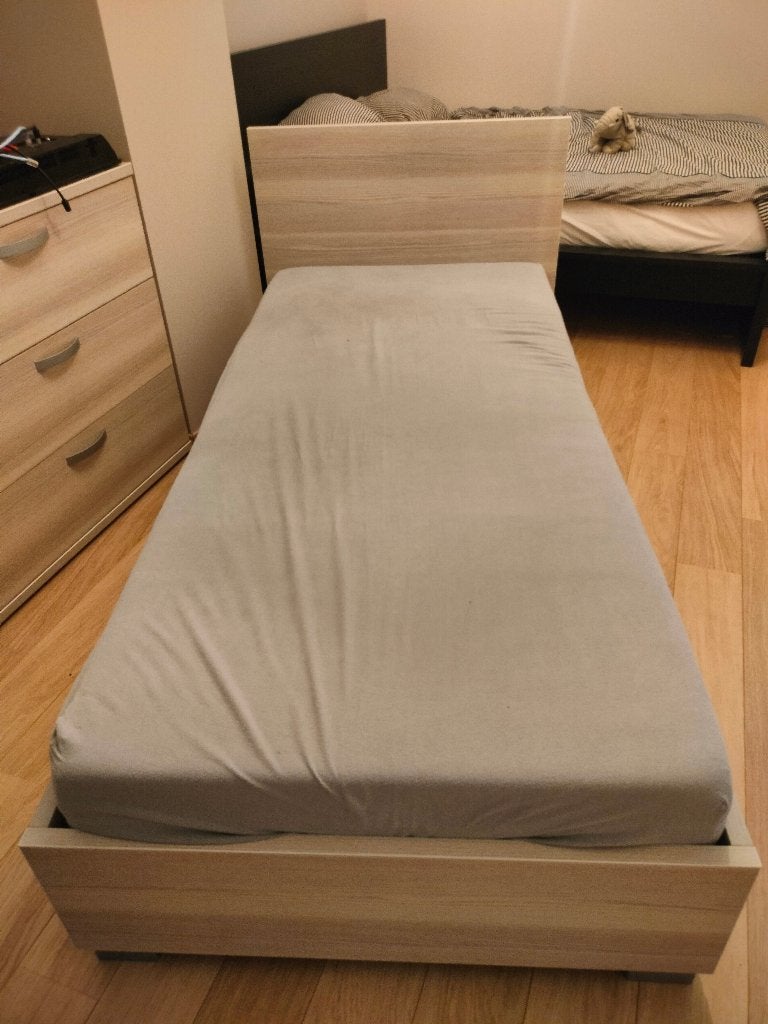 Eenpersoonsbed met lattoflex, Beige, 190 cm ou moins, Une personne, Comme neuf
