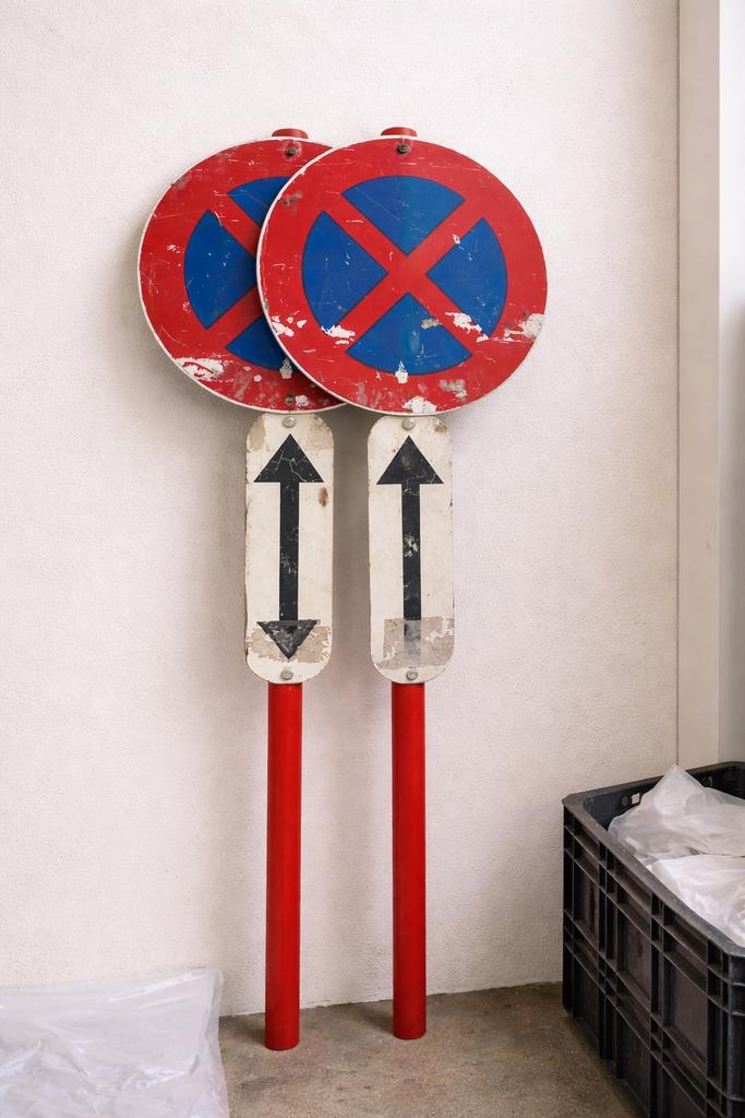 Set parkeerverbod borden + palen (2 stuks), Ophalen, Zo goed als nieuw