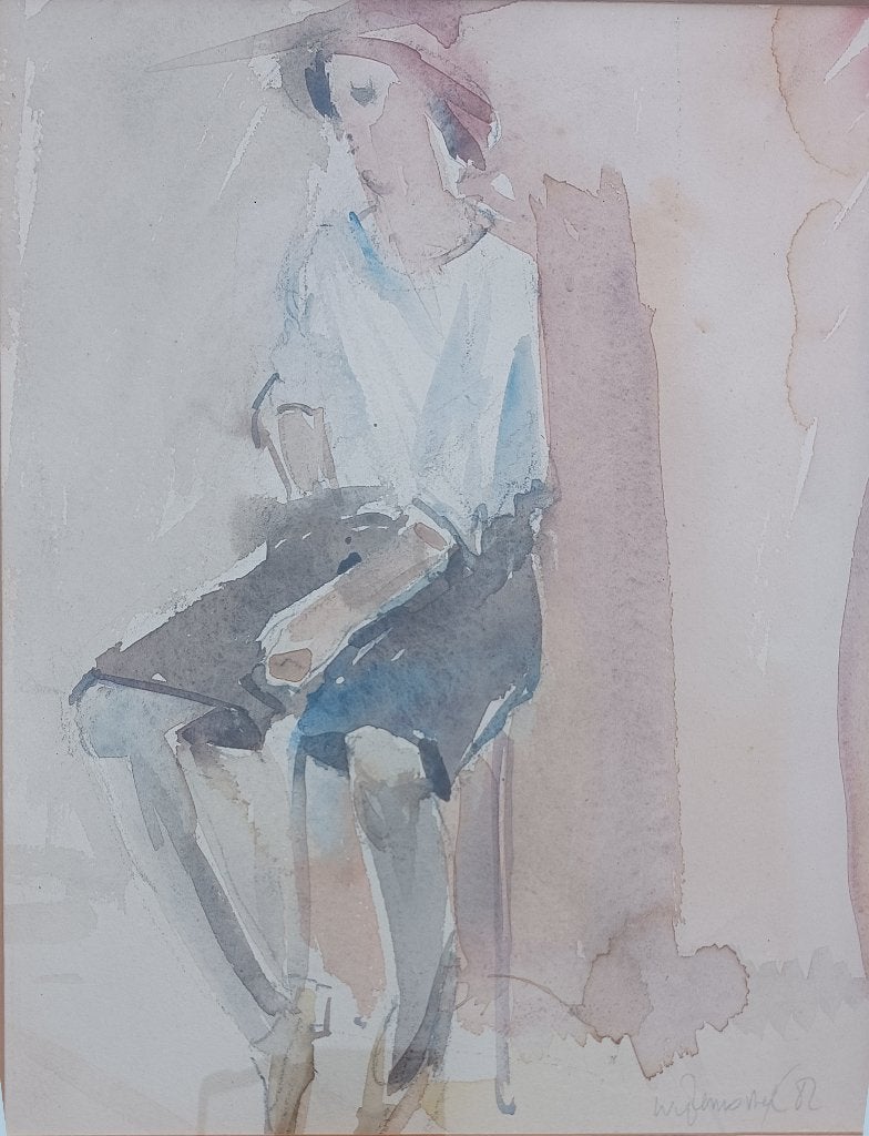 Wim Van Remortel (1939-2013): Zittende dame (42,5 x 49 cm), Ophalen of Verzenden