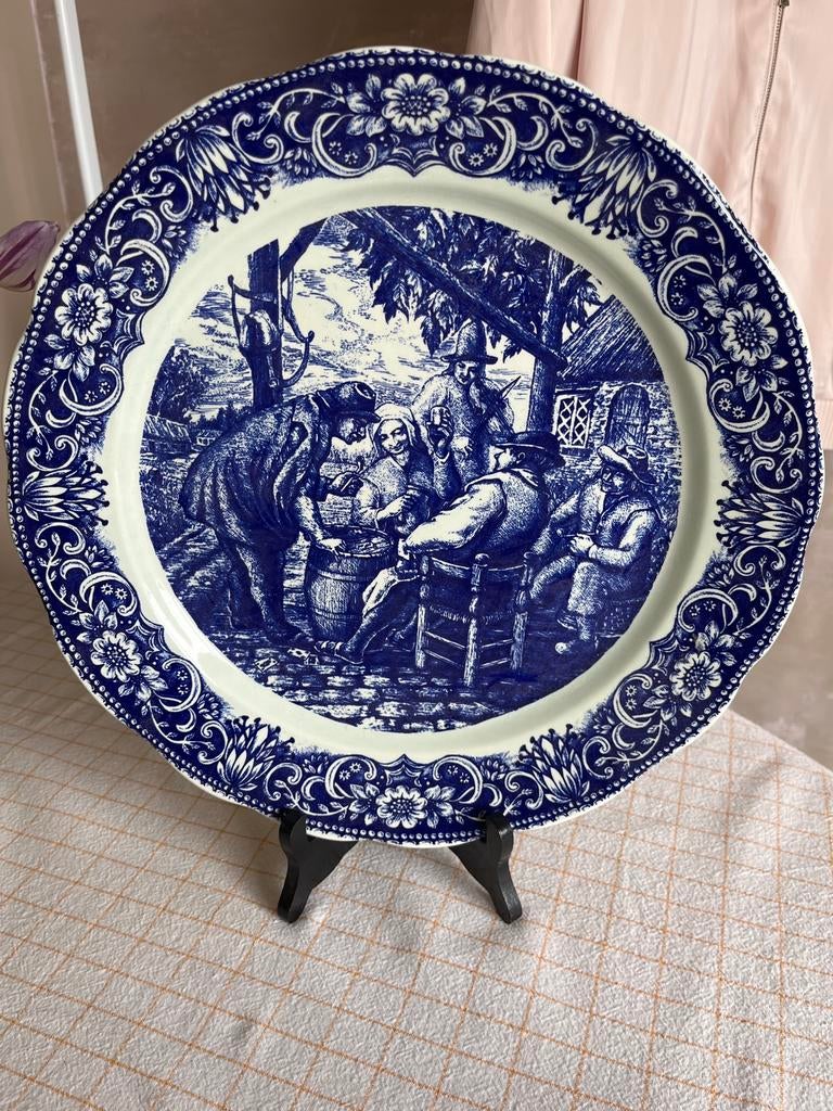 assiette murale bleue Delft de Boch Frères La Louvière, Enlèvement ou Envoi