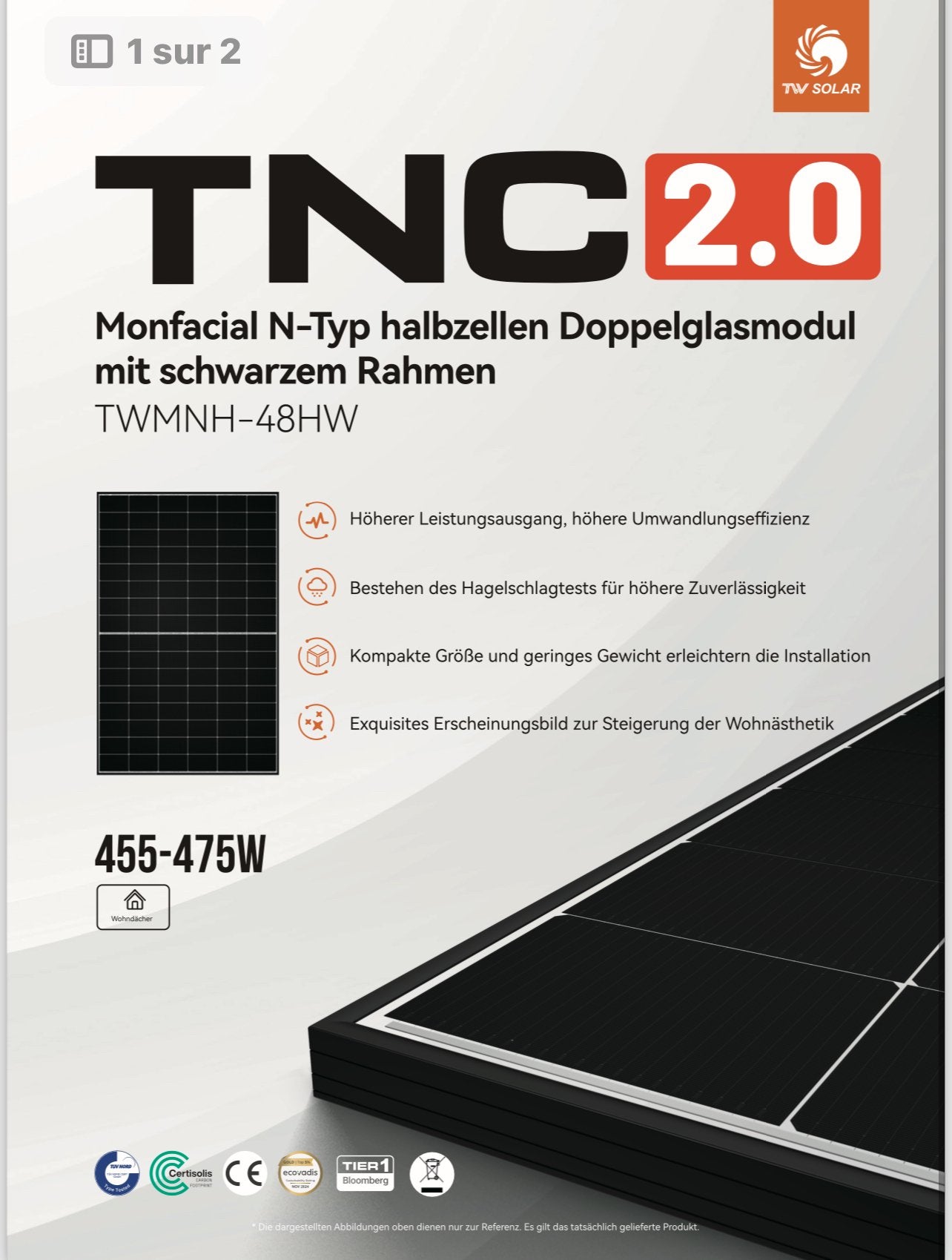TONG - TWNMH -48HWXXX, Doe-het-zelf en Bouw, Zonnepanelen en Toebehoren, Ophalen, Nieuw, Paneel