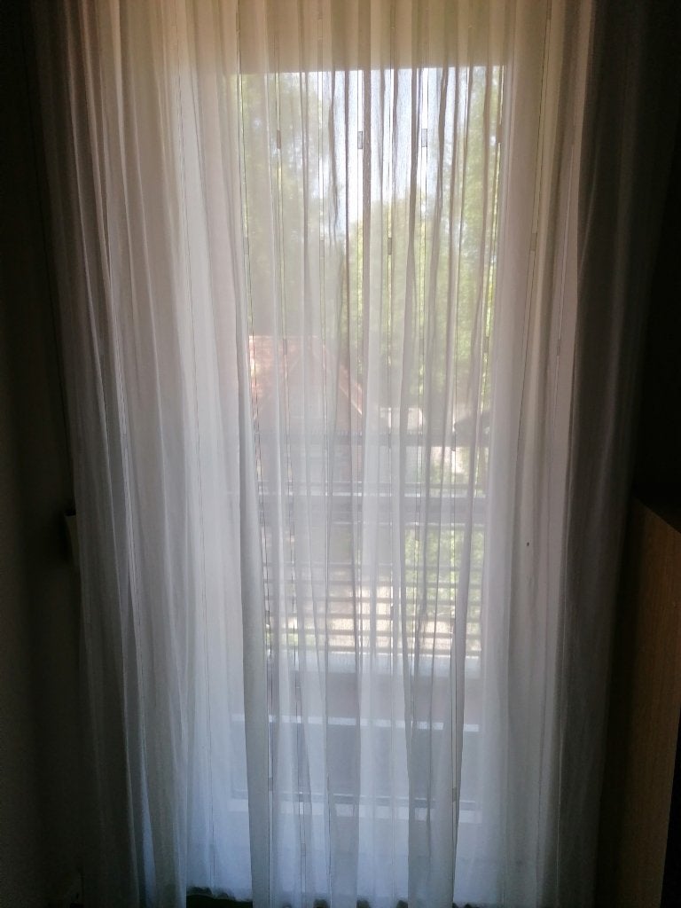 Glasgordijn terrasdeur 1m90 breed x 2m50 hoogte, Huis en Inrichting, Stoffering | Gordijnen en Lamellen, Ophalen, Gebruikt, Wit