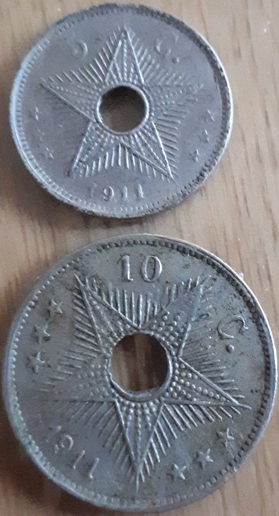 Belgisch CONGO; 5 en 10 CENTIMES 1911 KM17 & 18, Ophalen of Verzenden, Overige landen, Setje