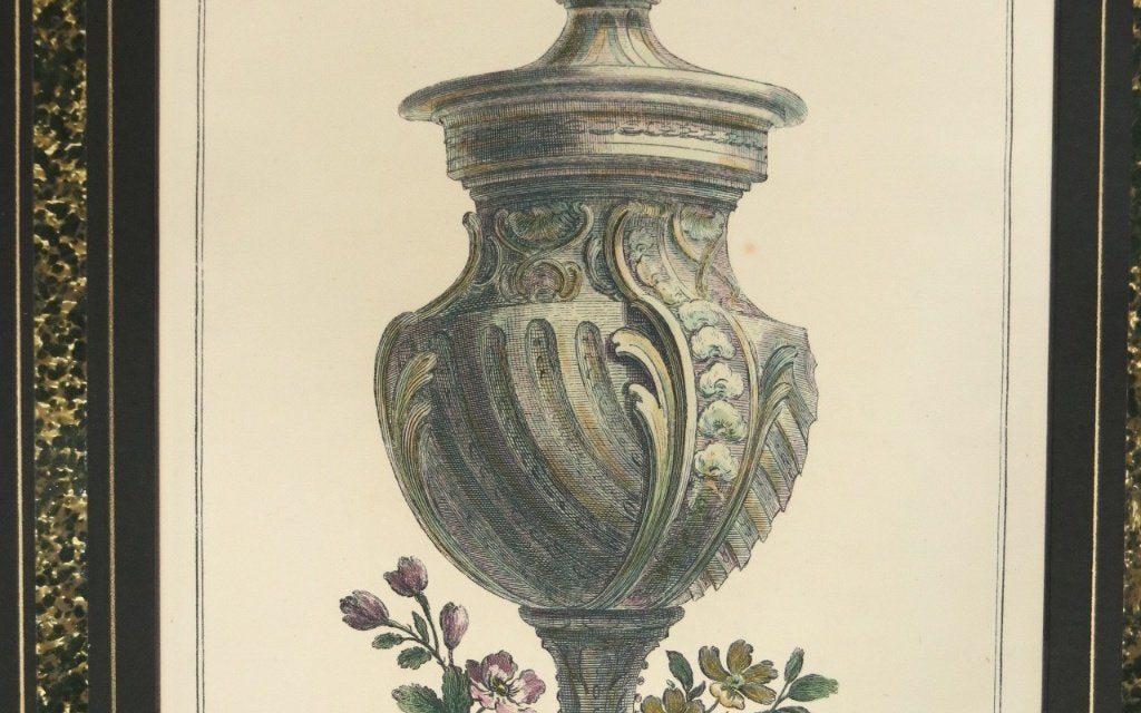 Handgekleurde gravure siervaas - Maurice Jacques, Daumont, Antiek en Kunst, Ophalen, Handgekleurd, Gravure, Flora en Fauna
