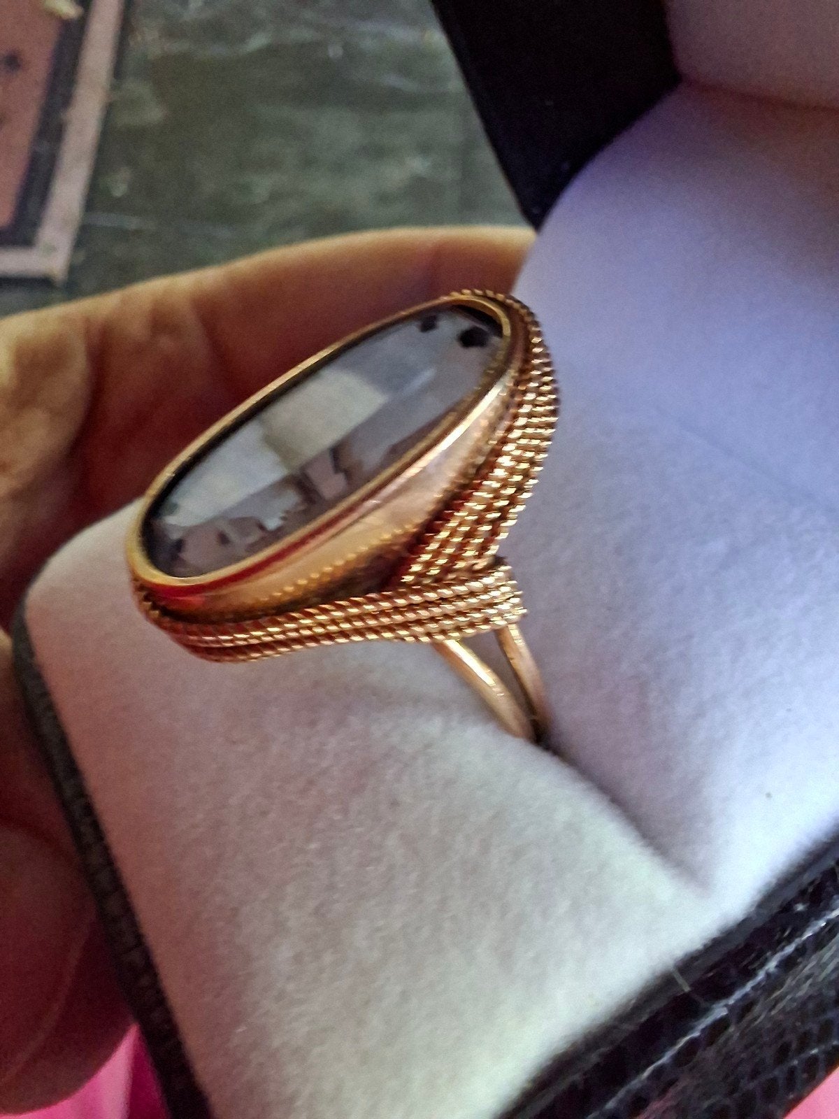 Vintage 18 karaat gouden ring met  natuurlijke aquamarijn, 18 tot 19, Ophalen of Verzenden, Zo goed als nieuw, Met edelsteen