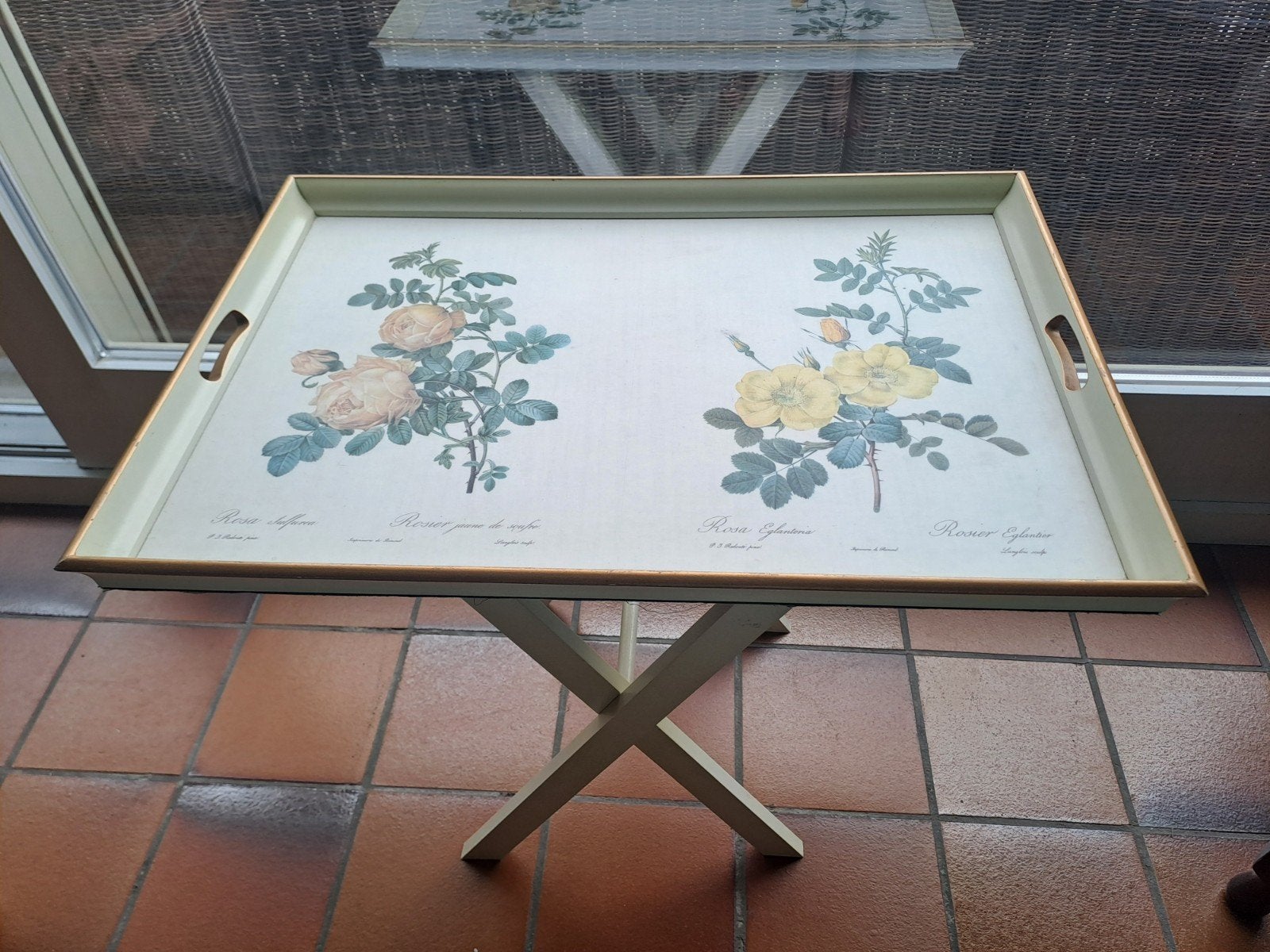 vintage, Lady Clare,houten dienblad op inklapbaar onderstel, Ophalen, Gebruikt, Inklapbaar, Hout