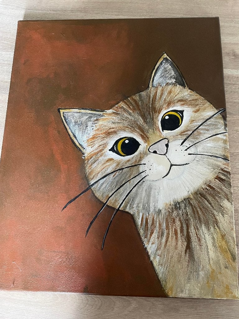 schilderij kat, Antiek en Kunst, Ophalen of Verzenden