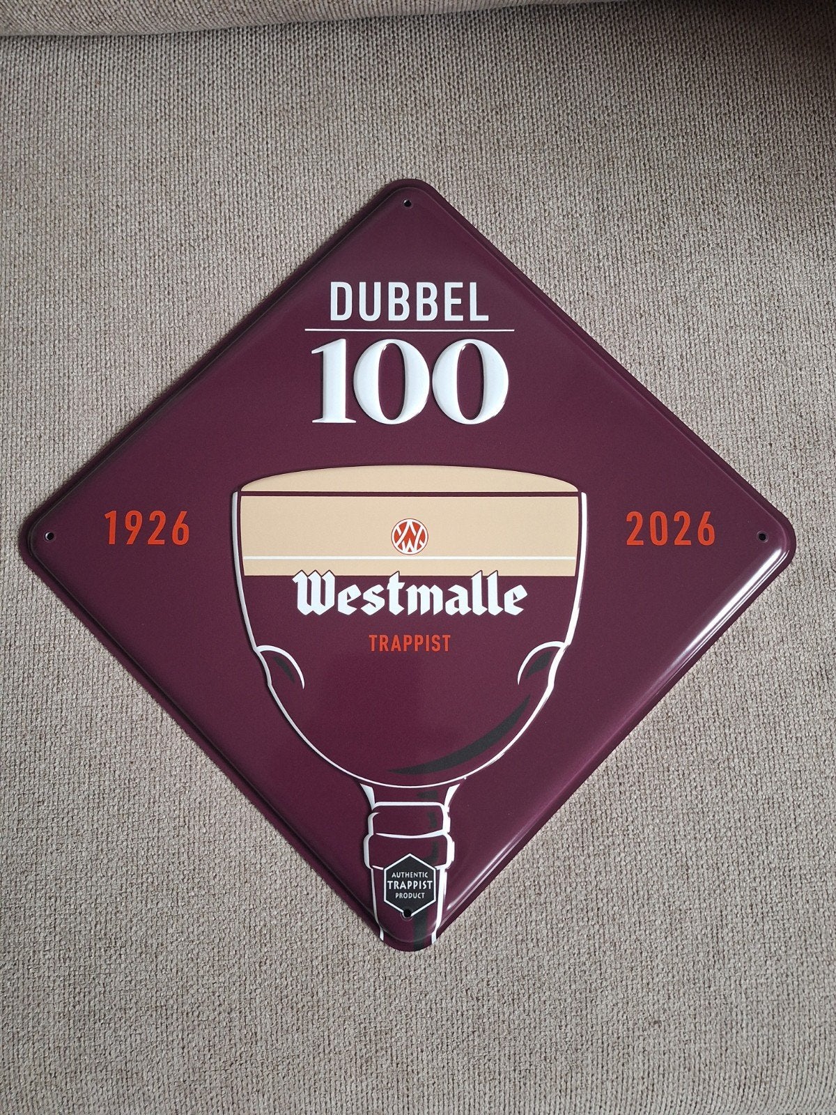 Westmalle Dubbel fête ses 100 ans, Enlèvement ou Envoi, Neuf, Panneau, Plaque ou Plaquette publicitaire