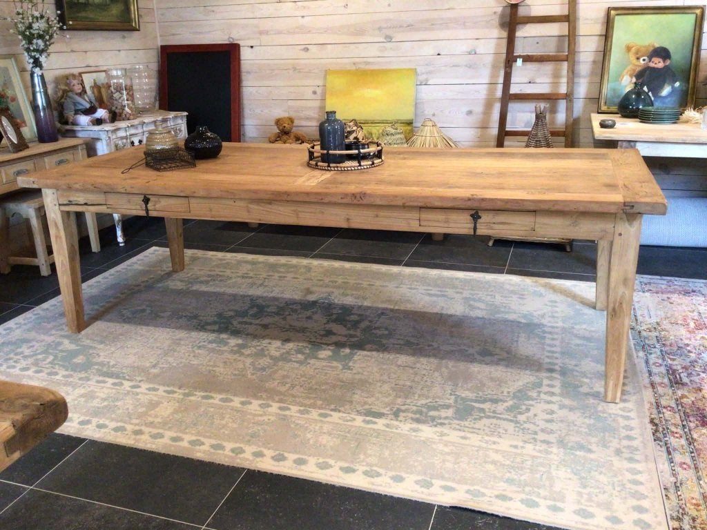 prachtige grote oude boeren eettafel, Huis en Inrichting, Tafels | Eettafels, Ophalen, 100 tot 150 cm, Teakhout, Vijf personen of meer