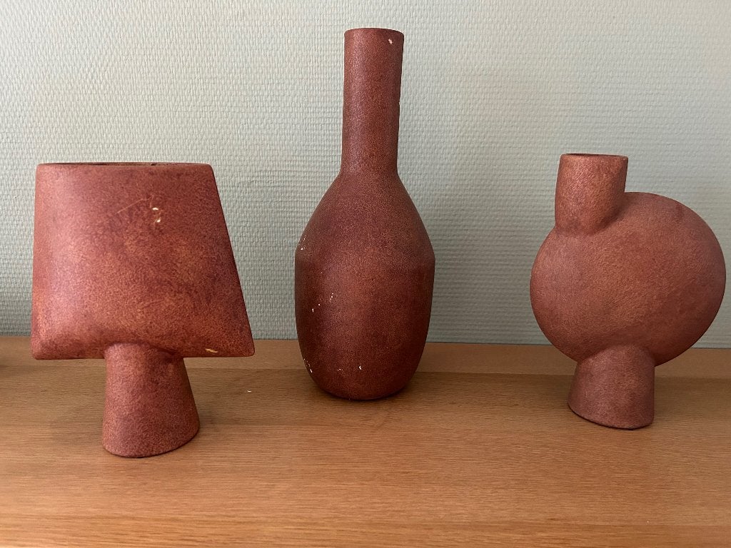 Set vazen te geef, Huis en Inrichting, Woonaccessoires | Vazen, Ophalen, Gebruikt, Oranje, Minder dan 50 cm