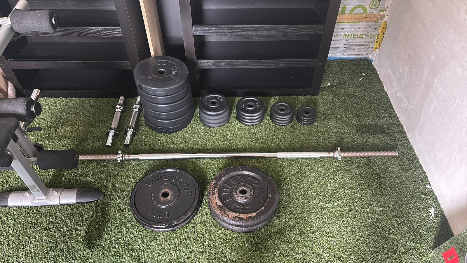 Bank + gewichten, Sport en Fitness, Ophalen, Zo goed als nieuw