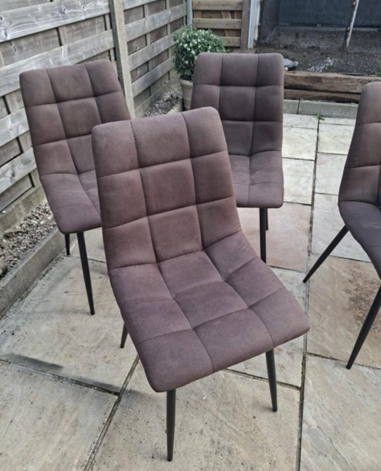 4 Eetkamer stoelen nubuck, Huis en Inrichting, Ophalen, Gebruikt, Bruin, Vier