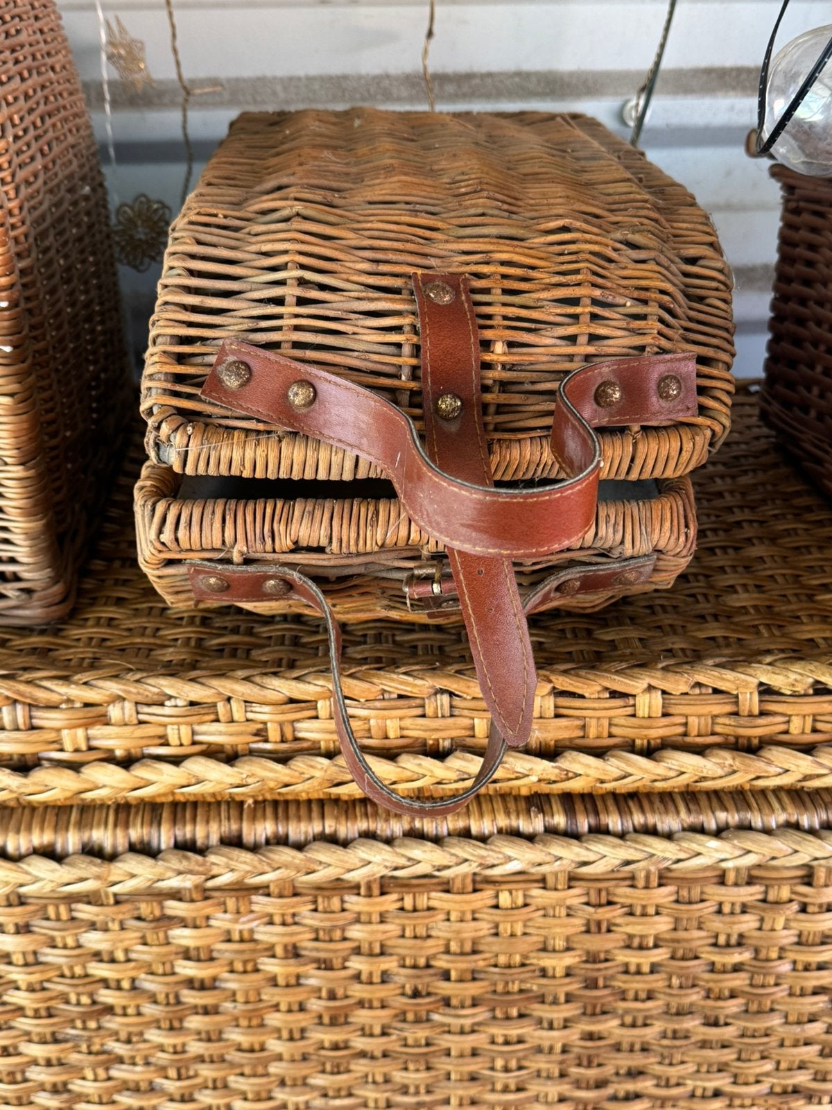 VINTAGE RIETEN FLESSENMAND PICKNICK, Ophalen, Zo goed als nieuw