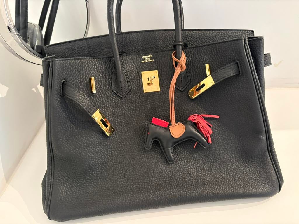Hermes style in zwart togo ledet, Handtassen en Accessoires, Ophalen, Zo goed als nieuw, Zwart