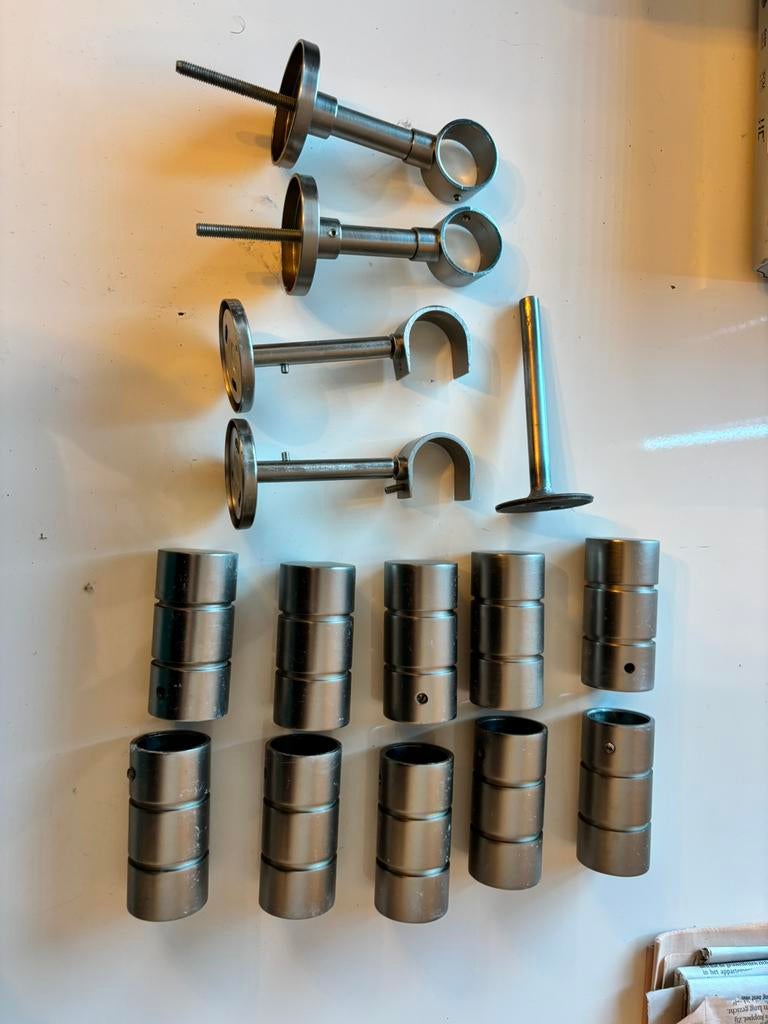 Stops en ondersteuning voor gordijnstok inox, Ophalen of Verzenden, Zo goed als nieuw, Inox