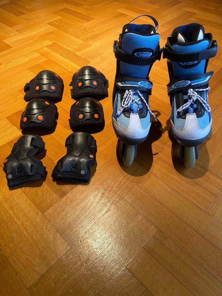 Verstelbare Inline skates optimum maat 33-36 + berscherming, Autres marques, Rollers 4 roues en ligne, Enlèvement ou Envoi, Réglable