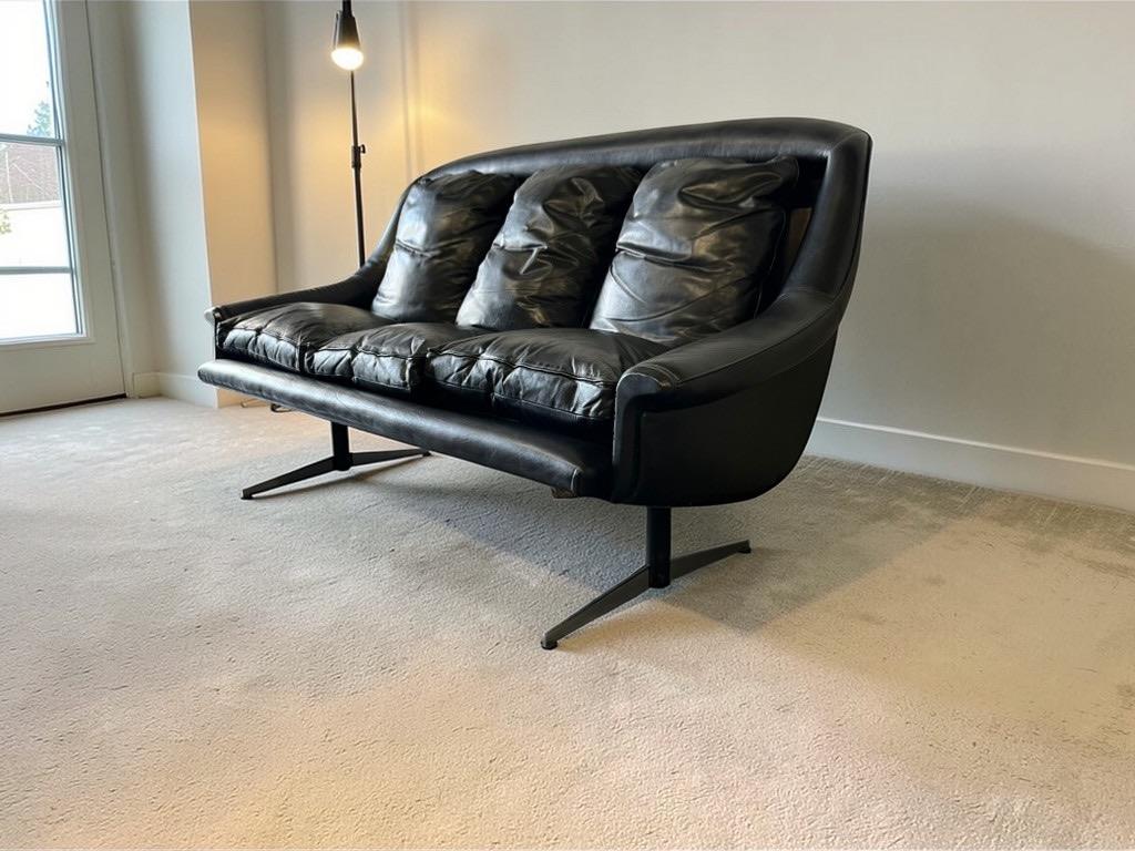 vintage zwarte Deense zetel / fauteuil / canapé ESA, Antiek en Kunst, Ophalen