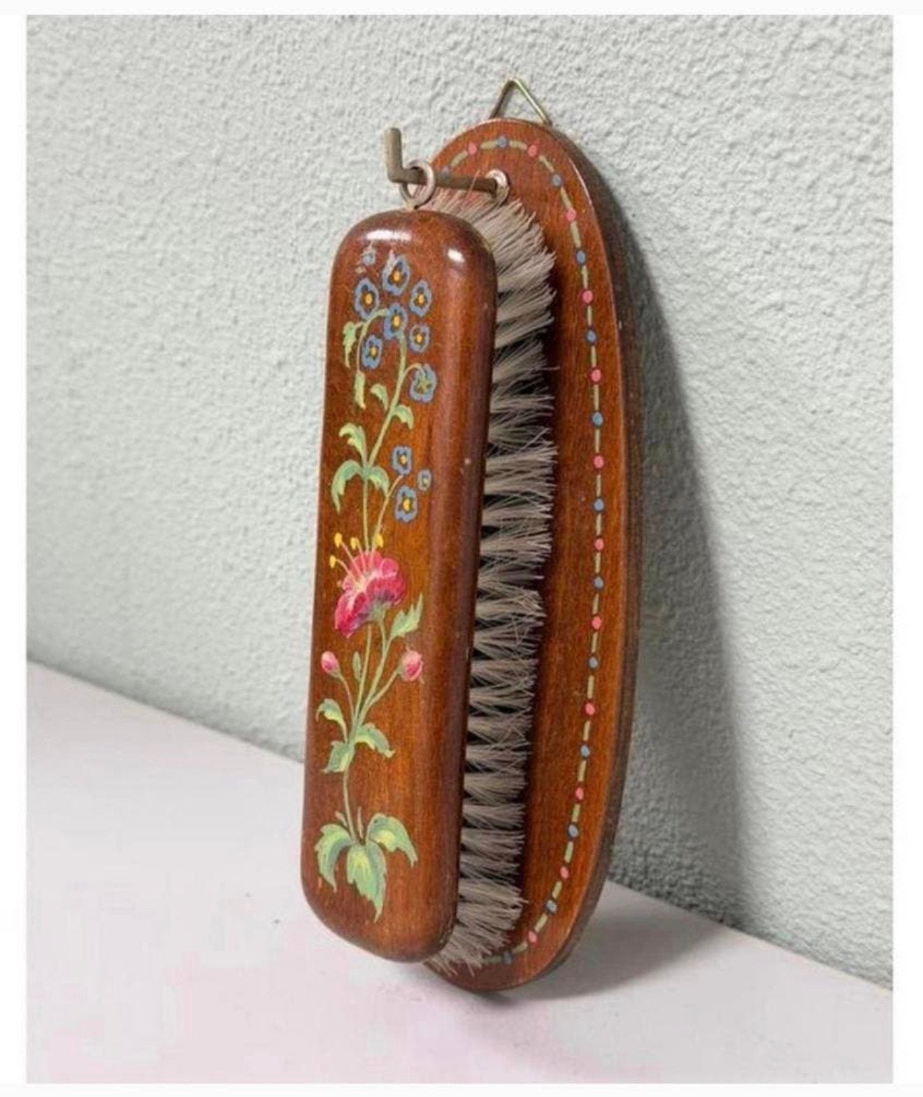 pinceaux vintage en bois peint à la main - brosse murale, Enlèvement ou Envoi