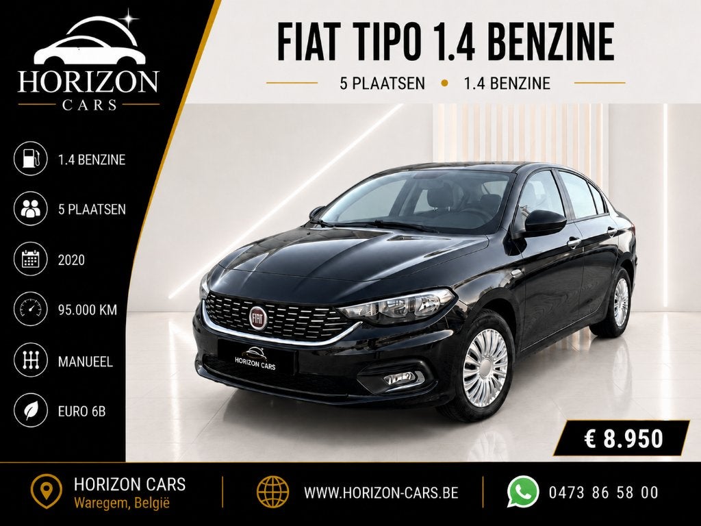 Fiat Tipo 1.4 Benzine  + Garantie, 1395 cm³, 75 kW, Achat, Euro 6