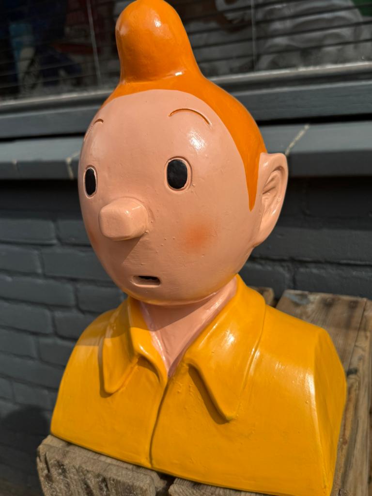 Kuifje hoofd beeld / buste, Verzamelen, Ophalen, Kuifje, Gebruikt, Beeldje of Figuurtje