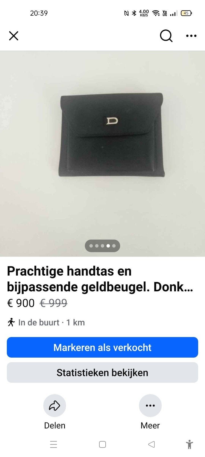prachtige donkerblauwe Delvaux handtas en geldbeugel., Blauw, Zo goed als nieuw, Leder, Ophalen