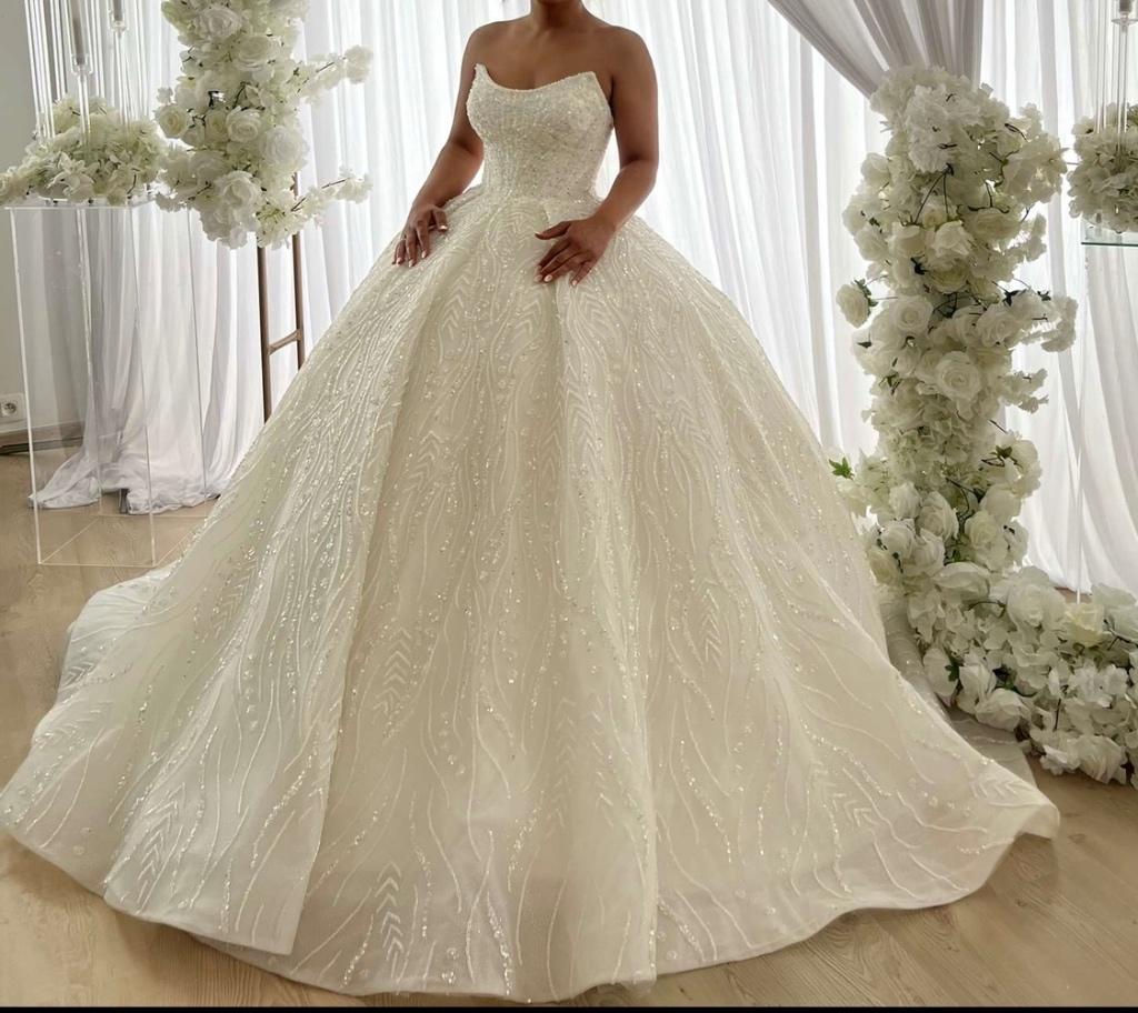 Robe de mariée, Malinda couture, Enlèvement ou Envoi, Taille 38/40 (M), Blanc
