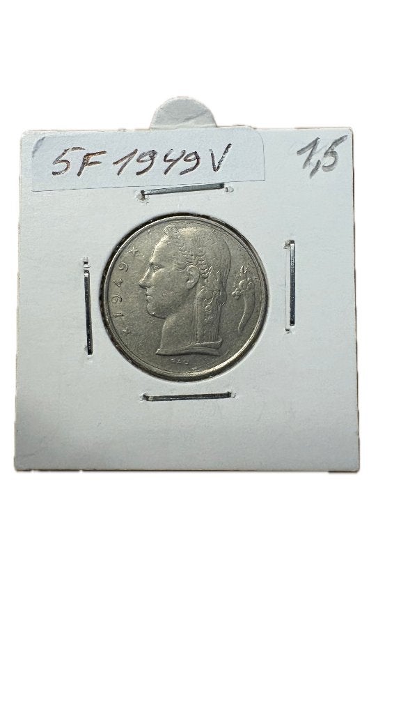 LEOPOLD III: 5 FRANK 1949V, Postzegels en Munten, Ophalen of Verzenden