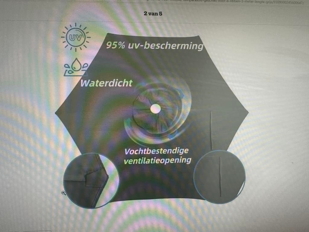 Parasoldoek grijs nieuw, Tuin en Terras, Parasols, Kantelbaar, Nieuw, Zweefparasol, 2 tot 3 meter