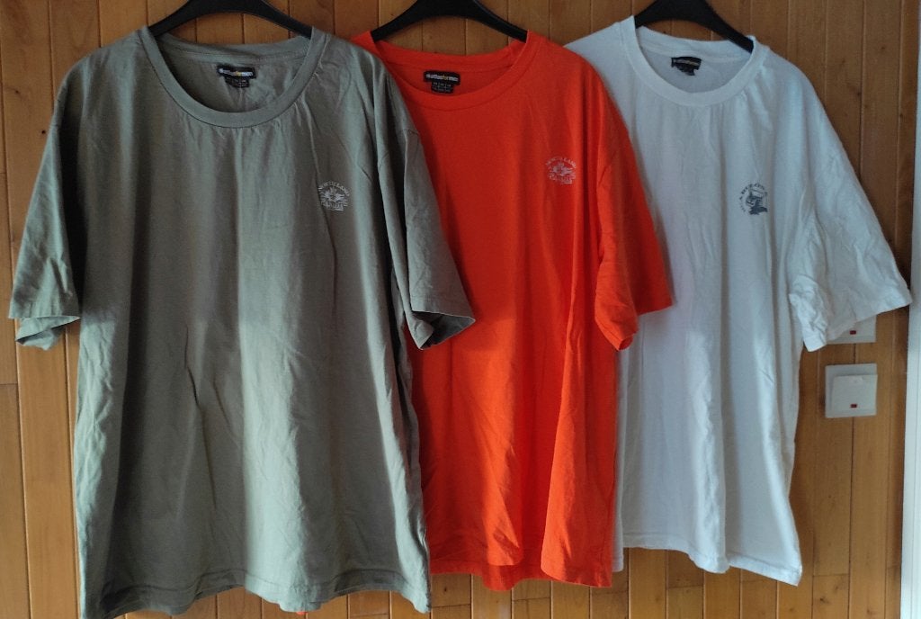 Set van 3 T-shirts van licht kaki, oranje en wit katoen, 5XL, Ophalen of Verzenden, Zo goed als nieuw, ATLAS  for  MEN, Overige maten