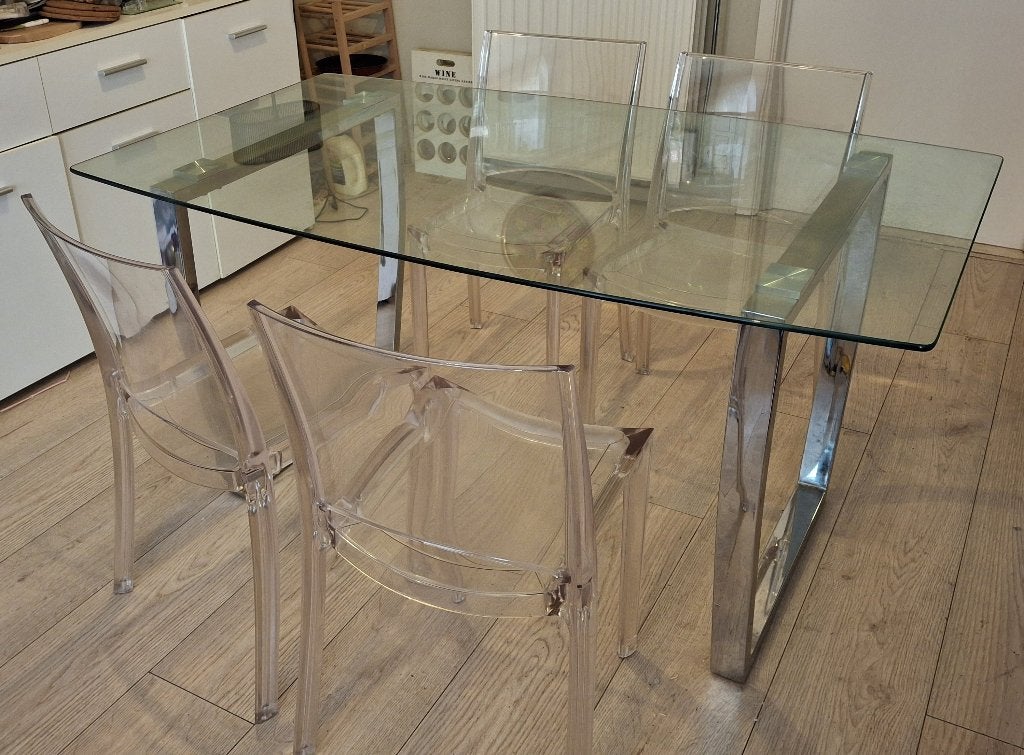 table à manger, Maison & Meubles, Tables | Tables à manger, Quatre personnes, 150 à 200 cm, Verre, Comme neuf