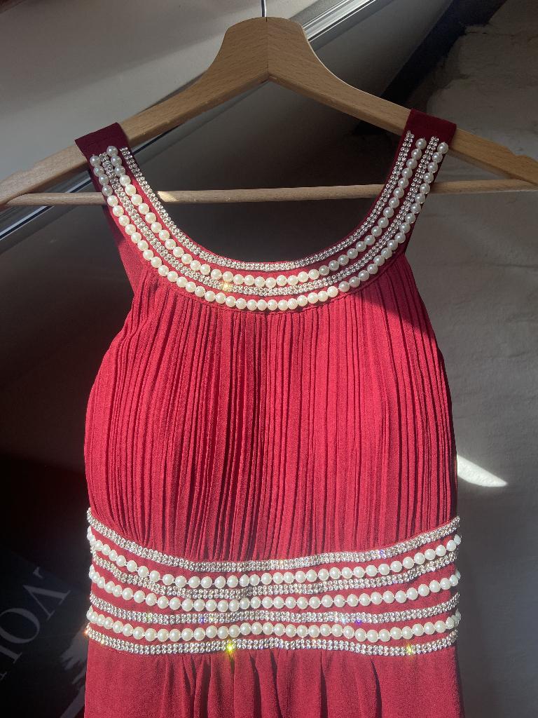 Petite robe de soirée longue rouge bordeaux strass perles, Robe de gala, Enlèvement ou Envoi, Taille 36 (S), Charm's Paris