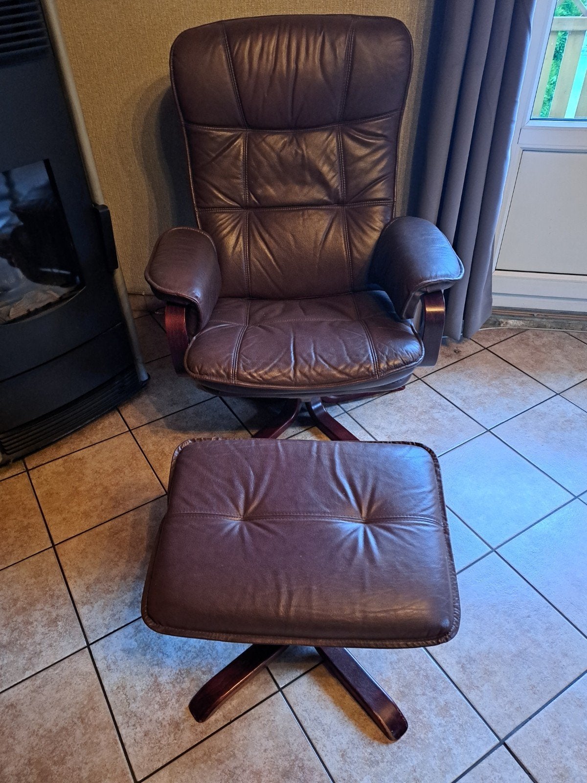 fauteuil inclinable avec repose pieds, Enlèvement, Cuir