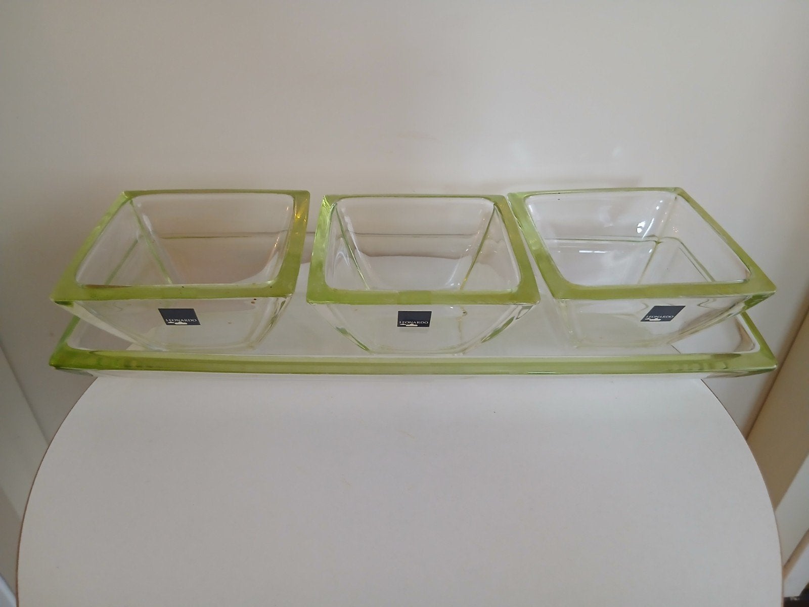 Service apéritif / coupelles en verre Leonardo vert anis, Maison & Meubles, Enlèvement ou Envoi, Verre, Vert