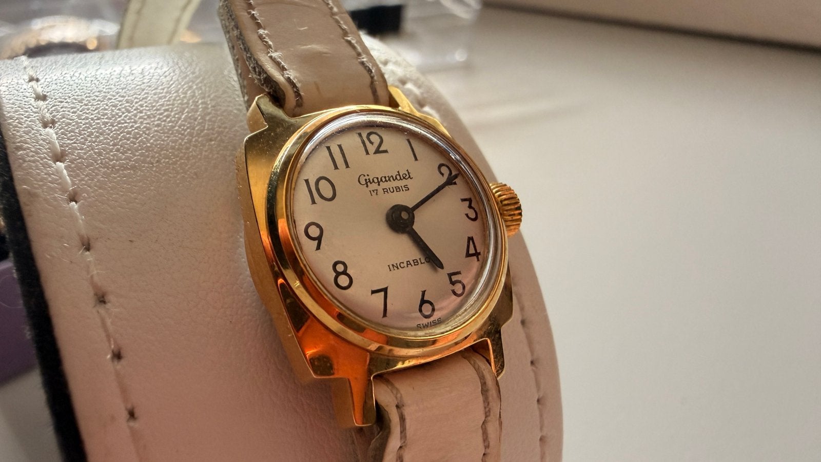 Vintage Gigandet 17 Rubis Incabloc Swiss mechanisch horloge, Ophalen of Verzenden, Zo goed als nieuw