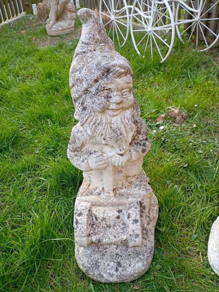 Betonnen Tuinkabouter mt grasmaaier/Hoogte 50 CM/AFGEPRIJSD, Tuin en Terras, Ophalen