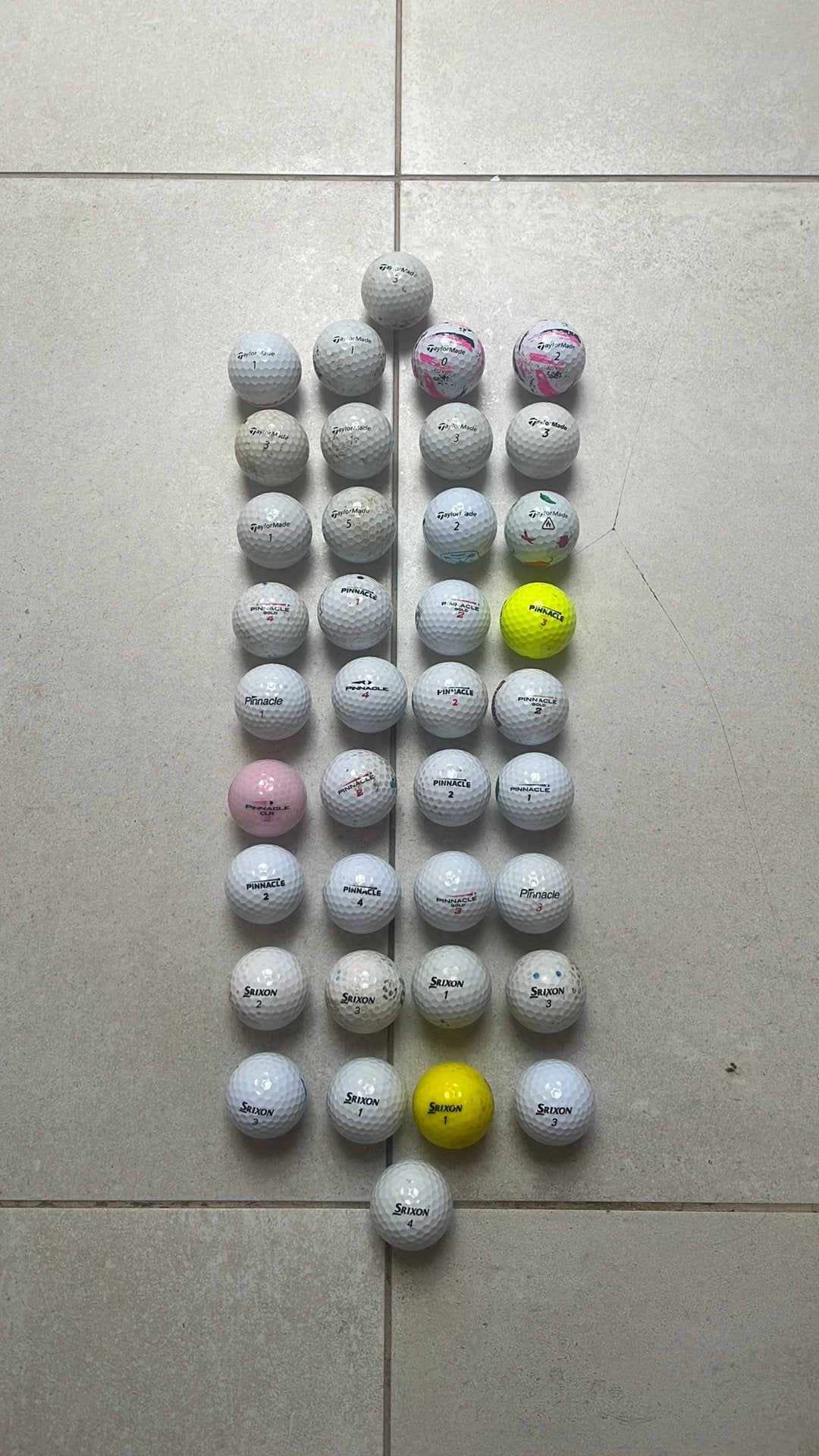 38 Golfballen (Taylormade, Pinnacle, Srixon), Enlèvement ou Envoi, Utilisé, Balle(s), Autres marques