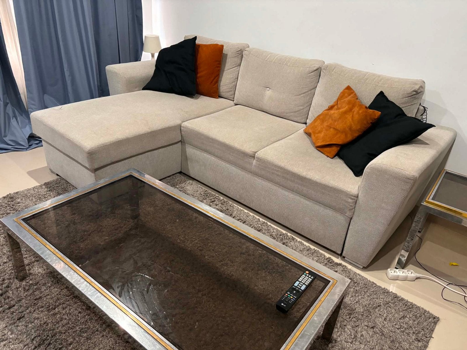 Beige hoekbank met dagbed van JYSK, Ophalen, Gebruikt