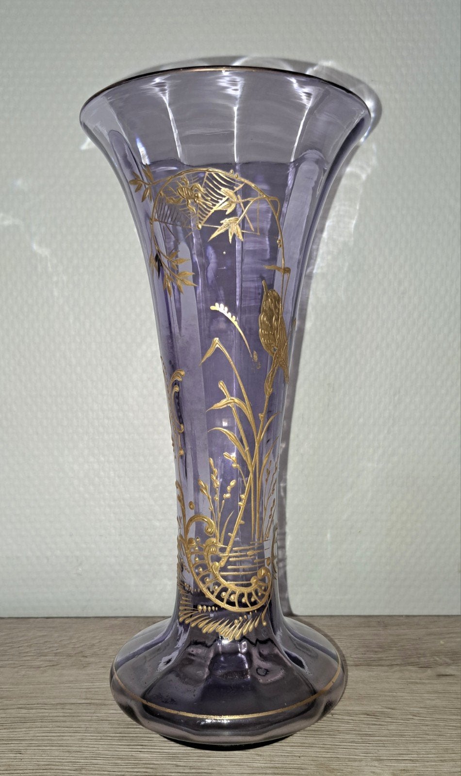 Baccarat Art Nouveau Mauve Amethyst gouden kristallen vaas, Ophalen of Verzenden