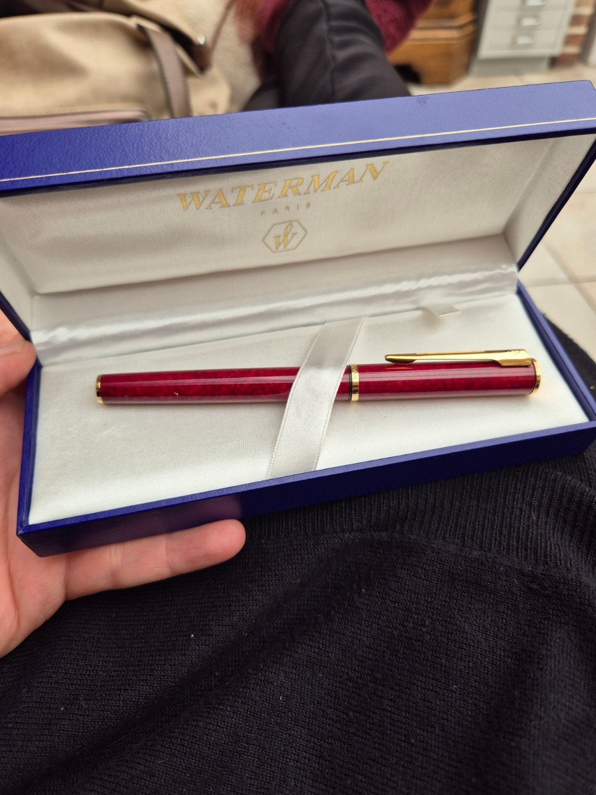 Vintage twee Waterman Paris France balpenen rode collectie, Ophalen of Verzenden, Balpen, Waterman