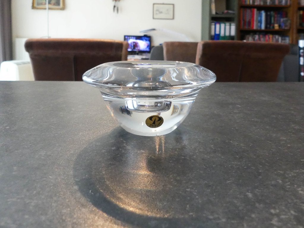 Glazen ronde kaarsenhouder, Huis en Inrichting, Ophalen of Verzenden, Zo goed als nieuw, Glas, Kandelaar