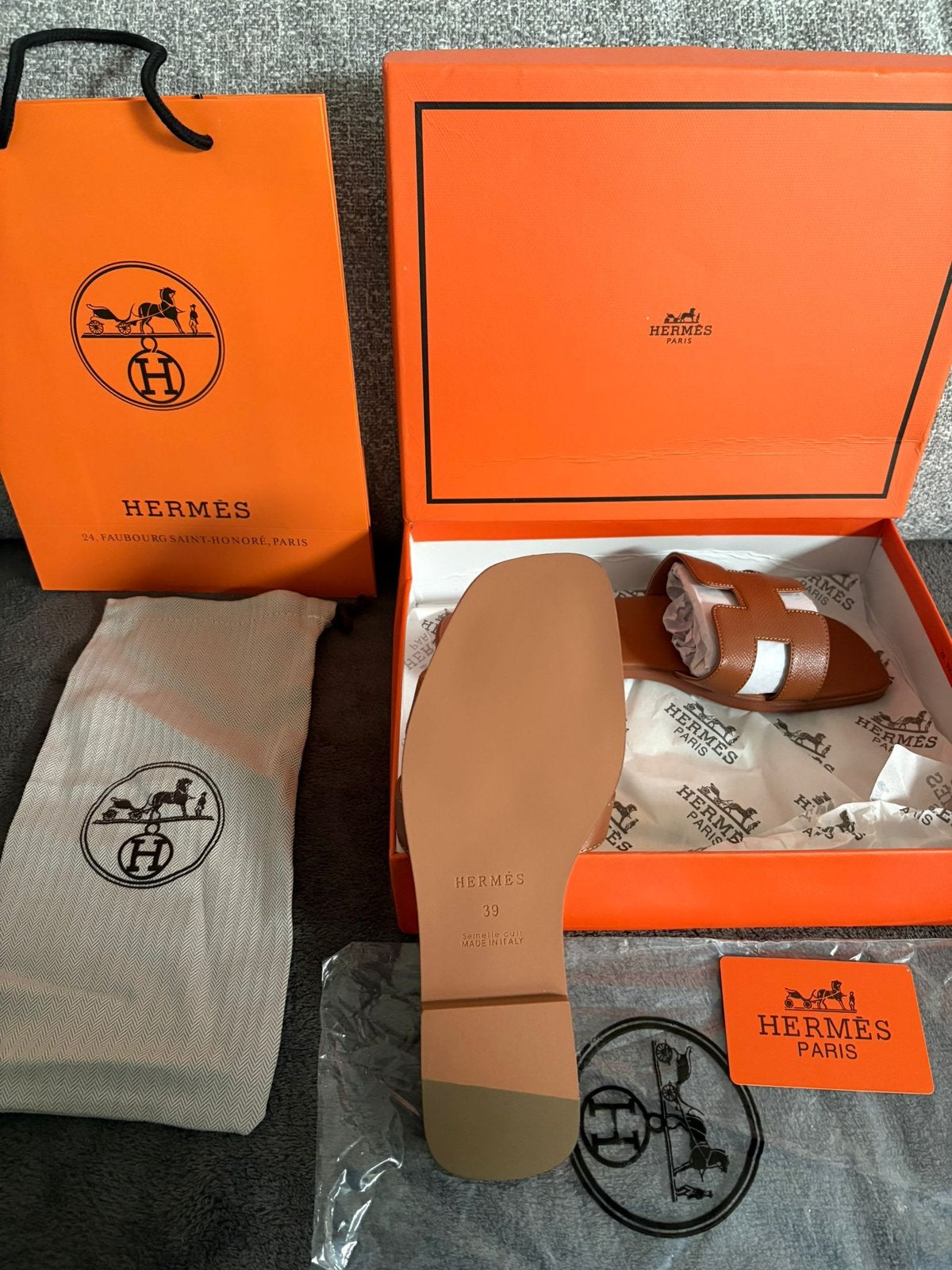Hermes Oran Slippers, Vêtements | Hommes, Ceintures, Neuf, Brun, Cuir véritable, Enlèvement
