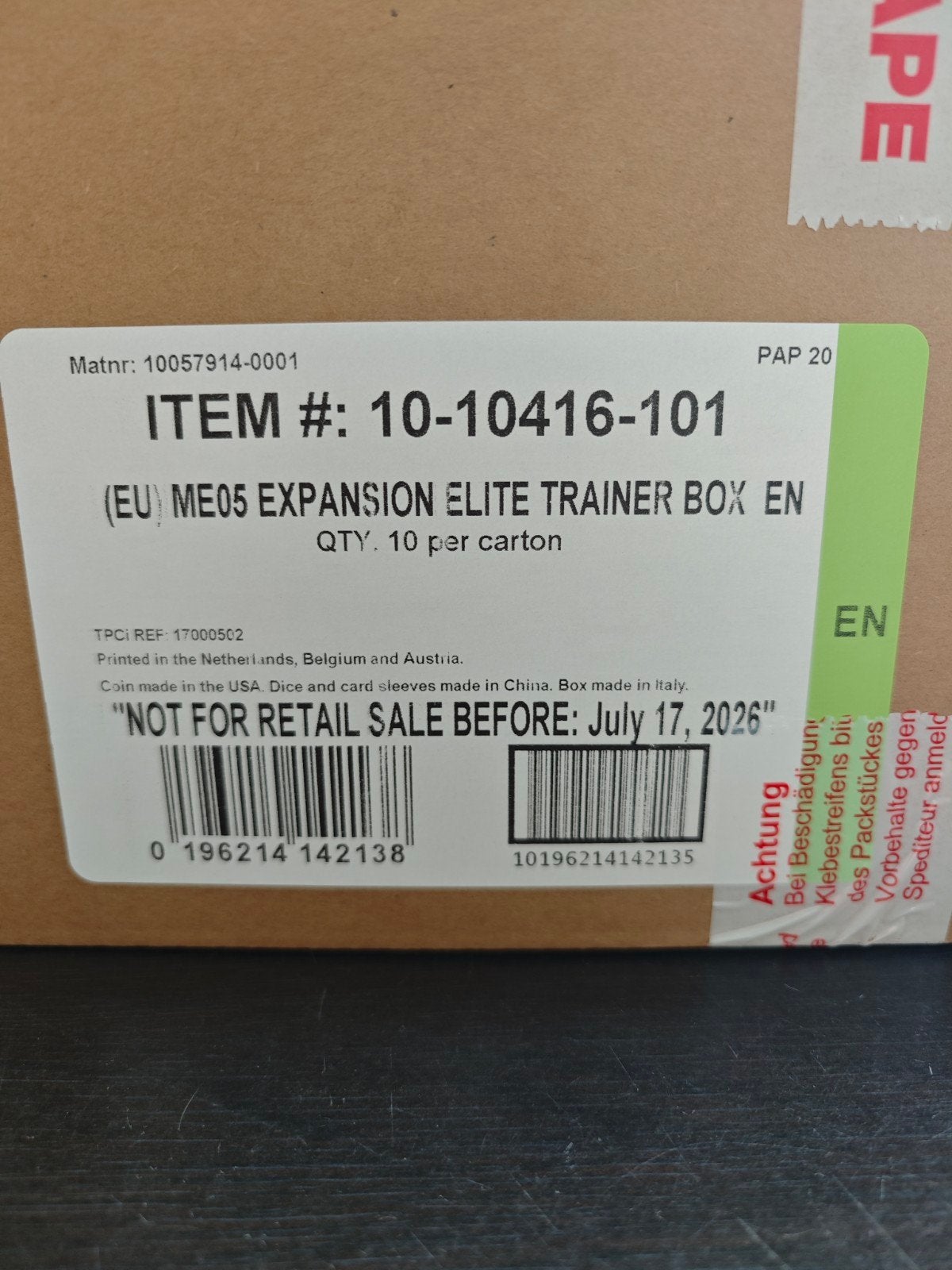 pitch black sealed etb case, Enlèvement