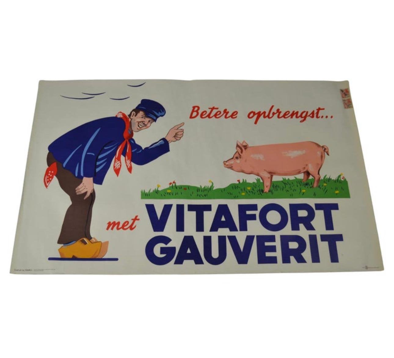 Affiche ancienne VITAFORT GAUVERIT affiche pub. litho, Collections, Enlèvement ou Envoi, Comme neuf, Panneau publicitaire