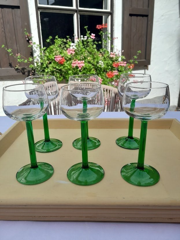 Verres à vin d'Alsace vintage France, lot de 6, Neuf, Verre ou Verres, Enlèvement ou Envoi, Vintage