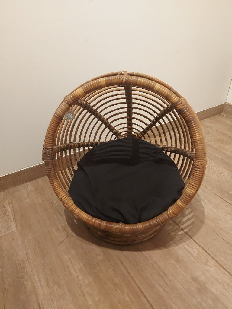 Panier en osier robuste avec oreiller pour chats, Enlèvement, Comme neuf, Roseau