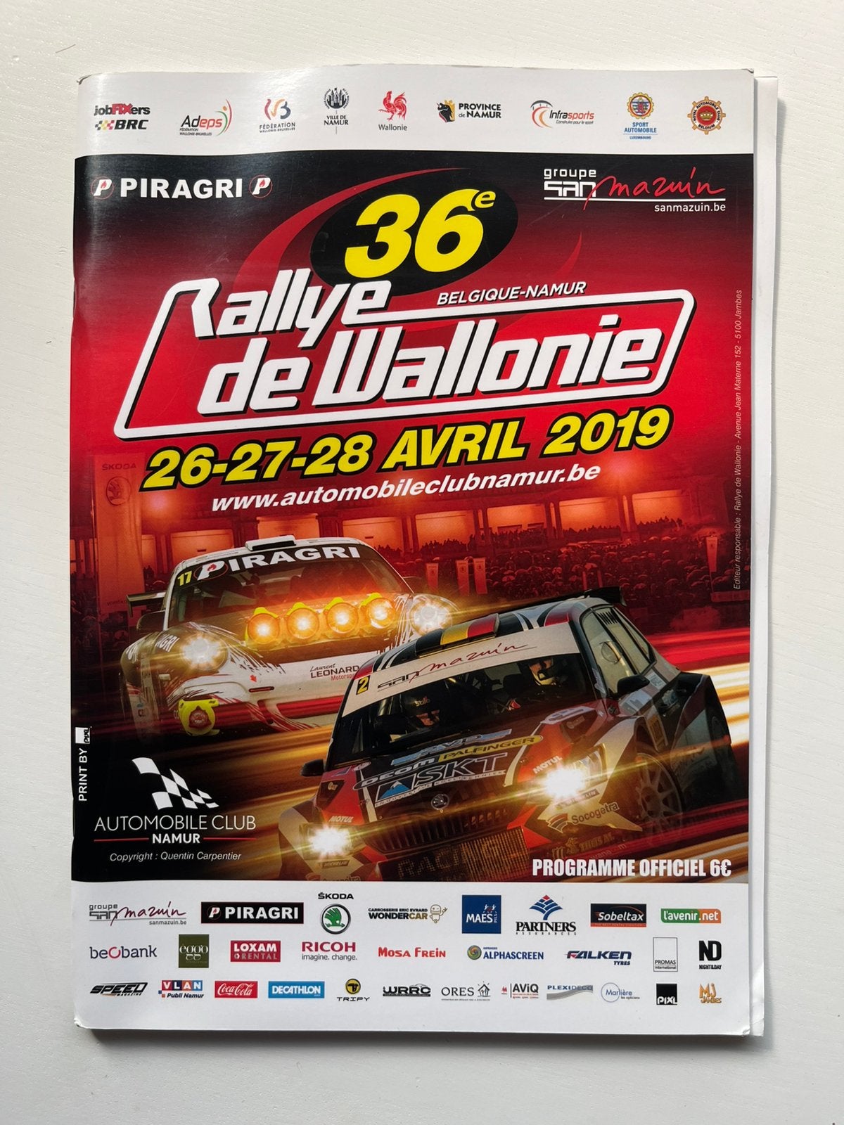 Programme Rallye de Wallonie 2019, Ophalen of Verzenden, Zo goed als nieuw