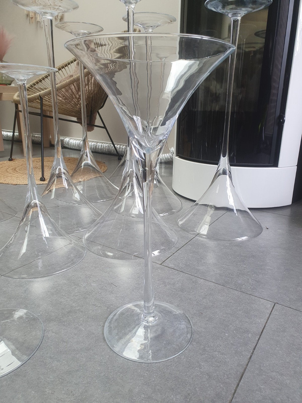 grand vase martini, Convient pour fleurs séchées, Comme neuf, Verre, Enlèvement