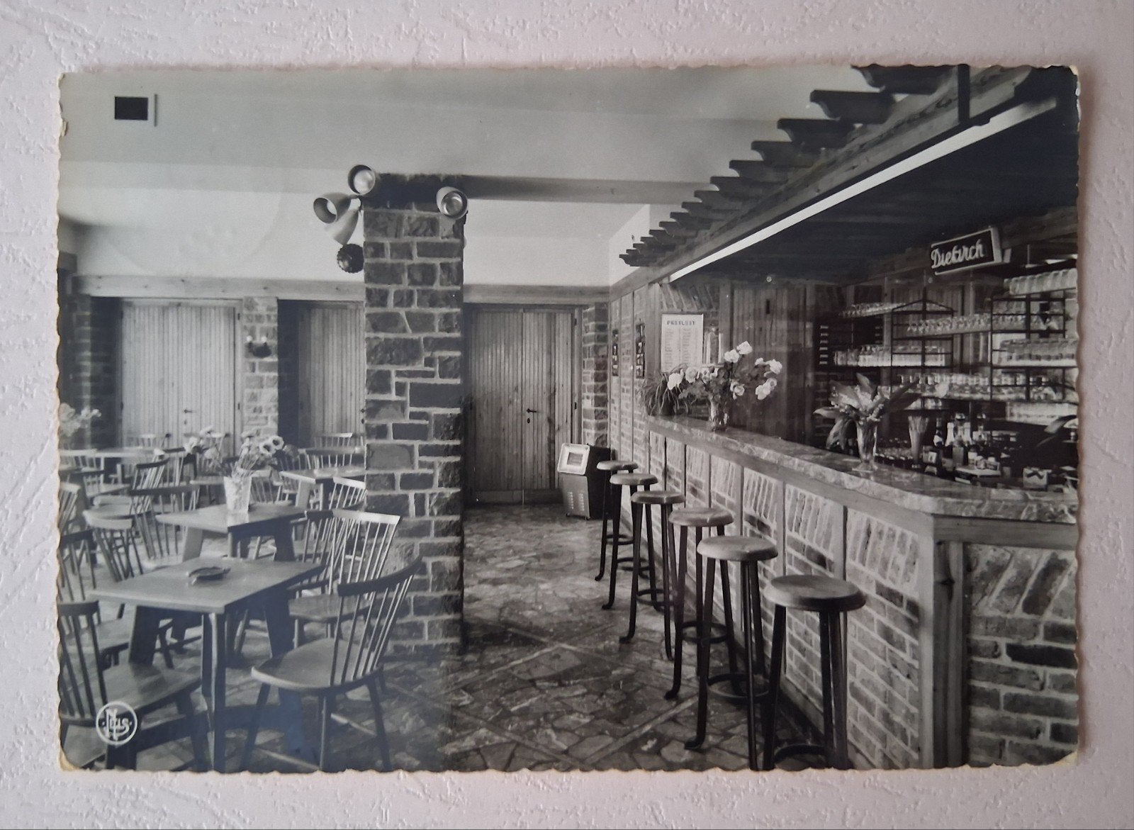 vintage Postkaart Binnenzicht Cafe, Ophalen of Verzenden