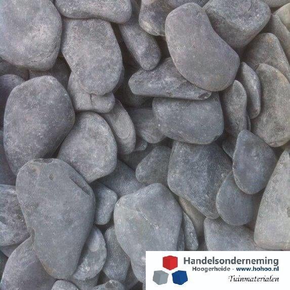 Flat pebbles zwart ronde platte siergrind decoratie border, Tuin en Terras, Verzenden, Nieuw, Zwart, Grind